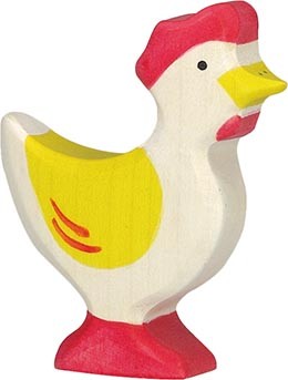 Holztiger Huhn stehend gelb