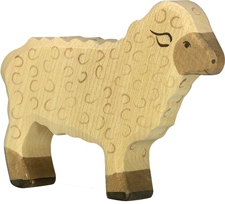 Holztiger Schaf stehend